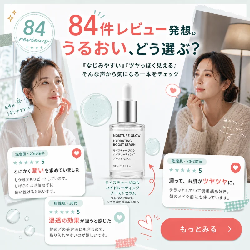 口コミを並べた美容液のバナー